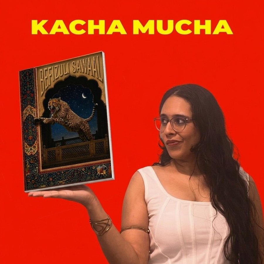 Shubh holding the first issue of Kacha Mucha