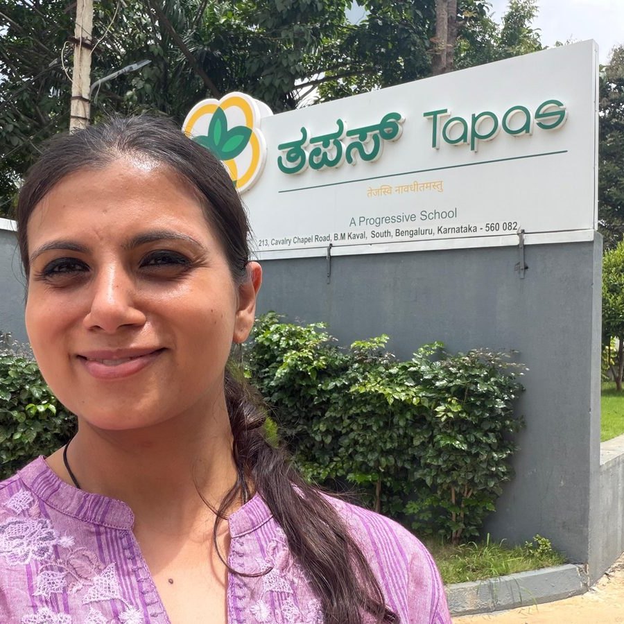Krunika outside Tapas Progressive School